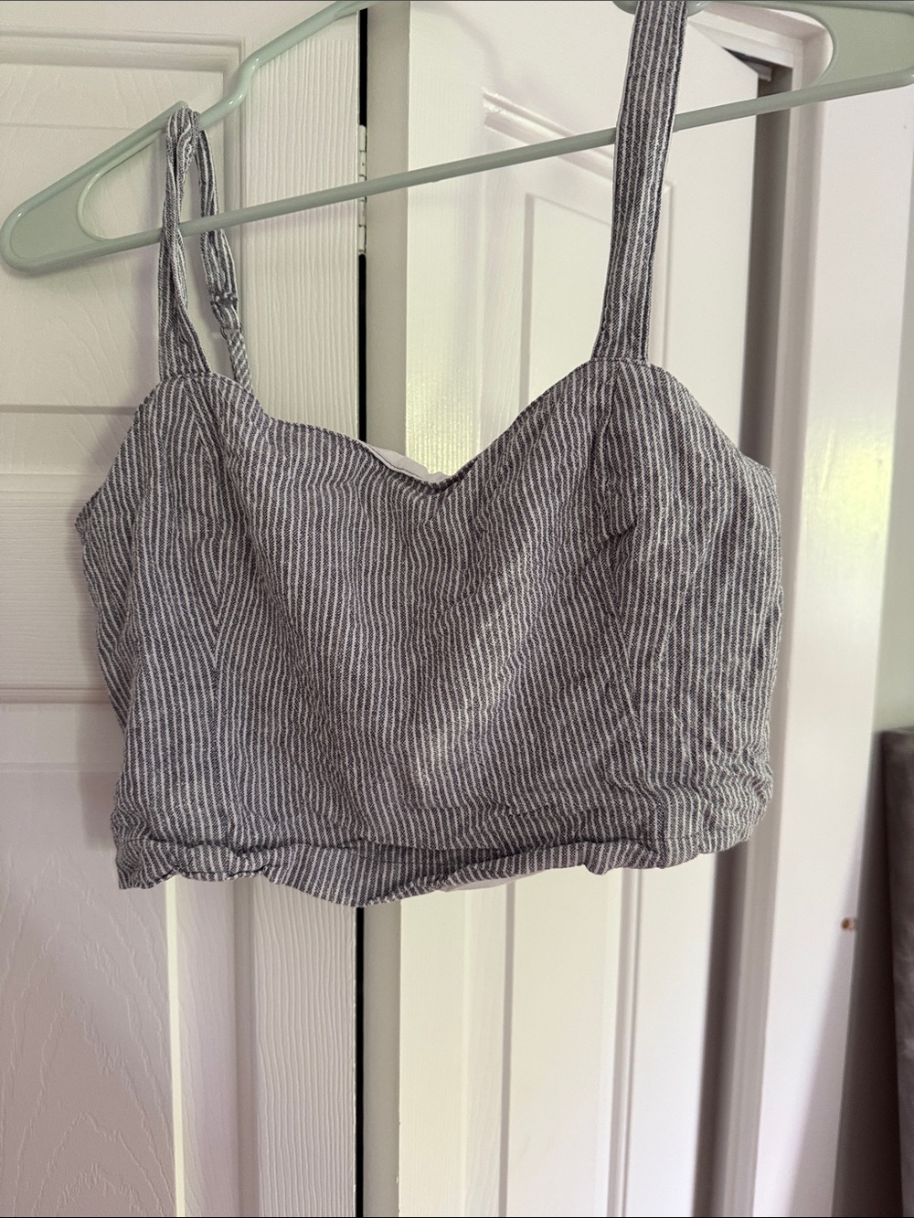 Striped linen Crop Top